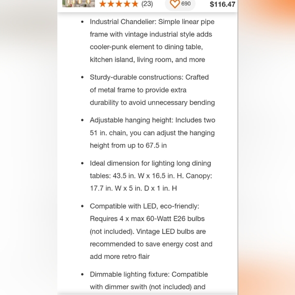 Hanging light fixture - Picture 7 of 7